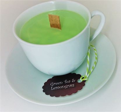 Picture of TEA CUP & SAUCER - CANDLE GIFT SET - Green Tea & Lemongrass